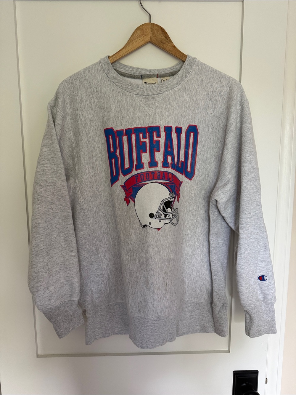 Champion Gray Buffalo Bills Football Crewneck Sweatshirt